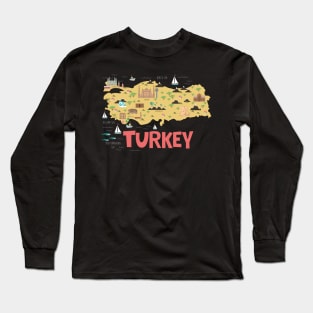 Turkey Illustrated Map Long Sleeve T-Shirt